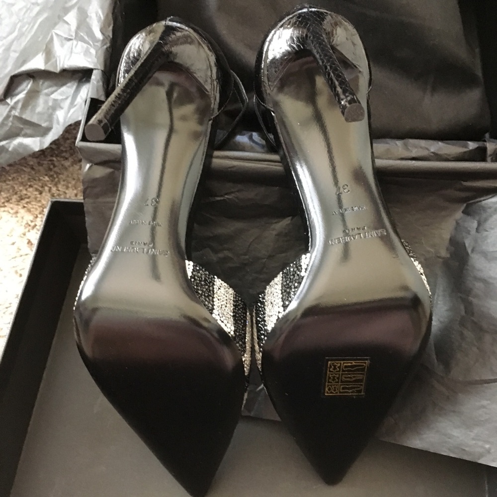 RARE $1795 Saint Laurent Genuine Snakeskin Crystal - Picture 10 of 13